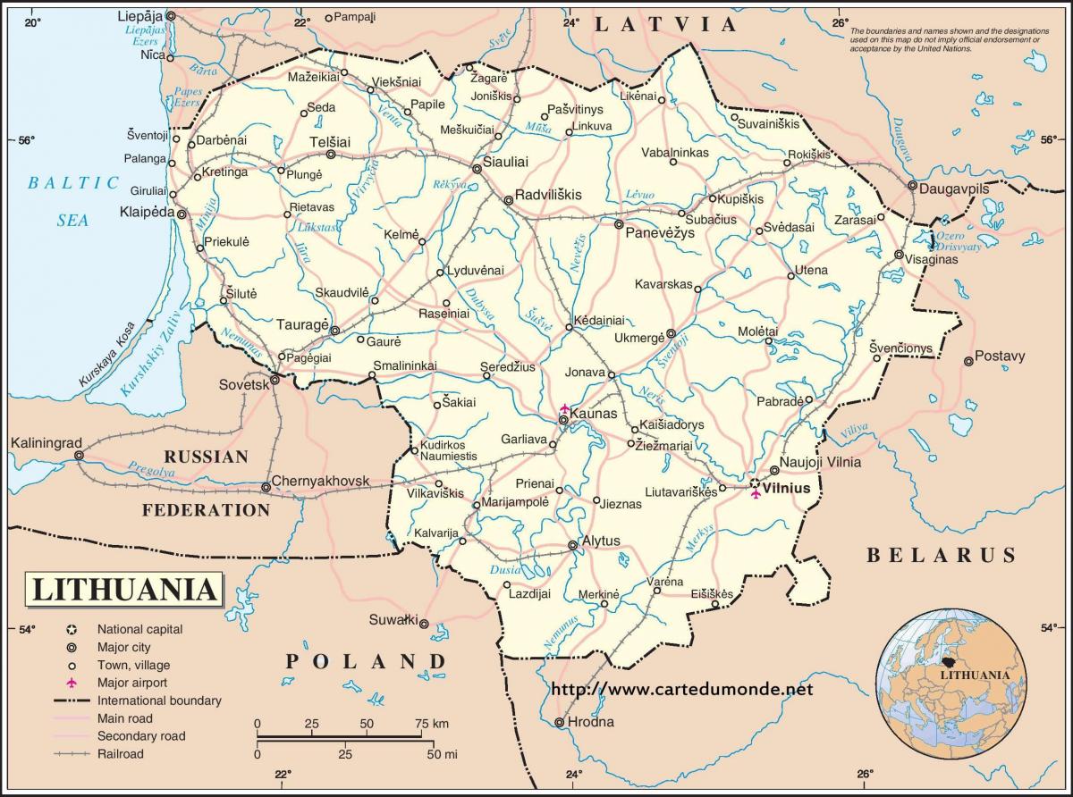 Harta Lituaniei, țară