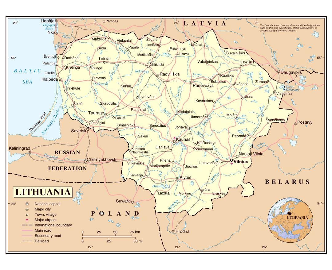 Harta Lituania aeroporturi