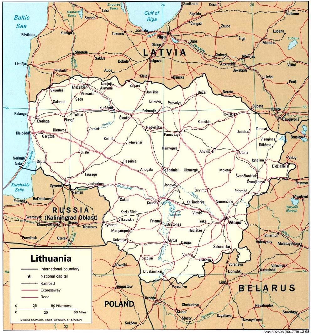 harta arată Lituania