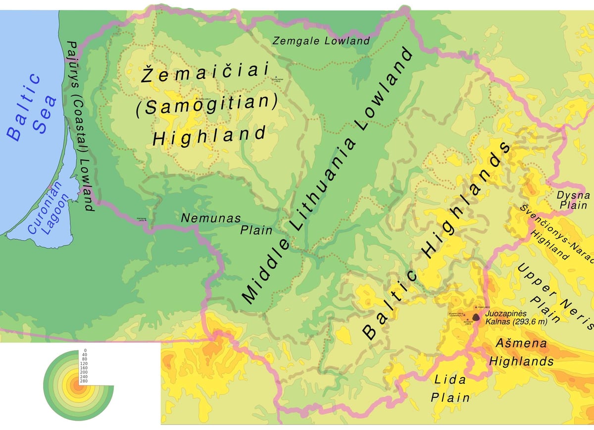 Harta Lituania fizice