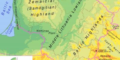 Harta Lituania fizice